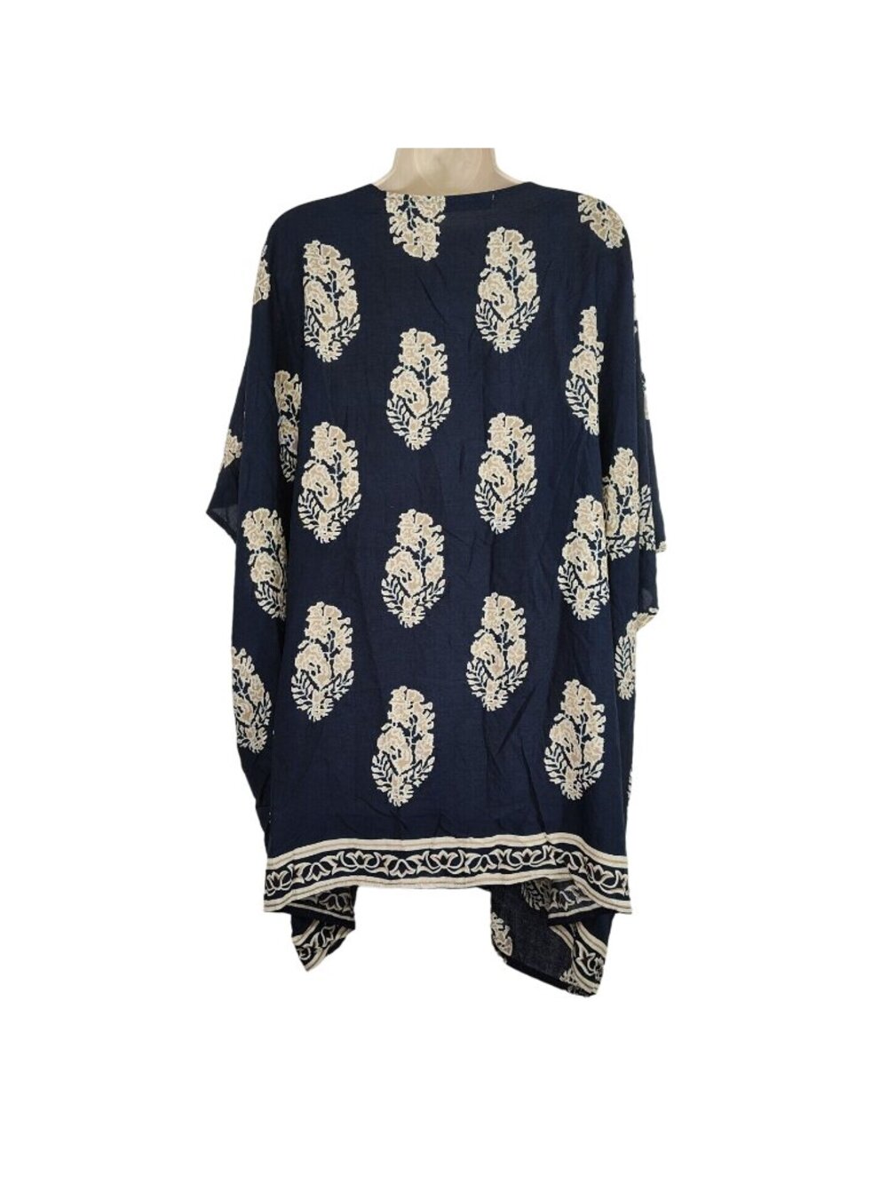 Hipster Row Blue Tan Open Front Jacket Kimono Cover Up Women Size XL FLAW - Picture 4 of 8